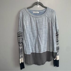 We The Free By Free People Jordan Layered Knit Tee Boho Thumbholes XS